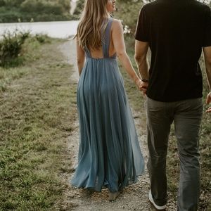 Lulus slate blue backless maxi dress - worn once